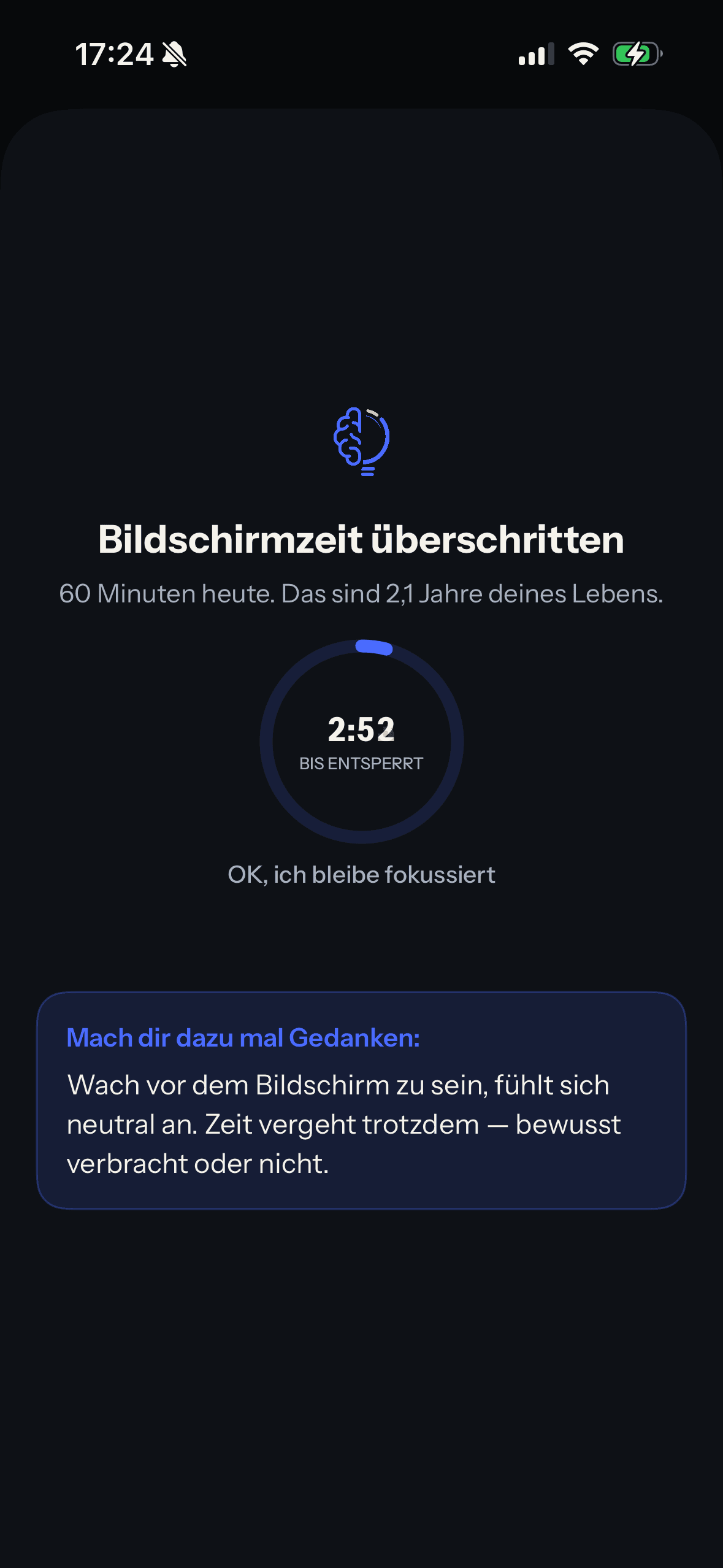 Dopafy Screen-Blocking im App-Screenshot